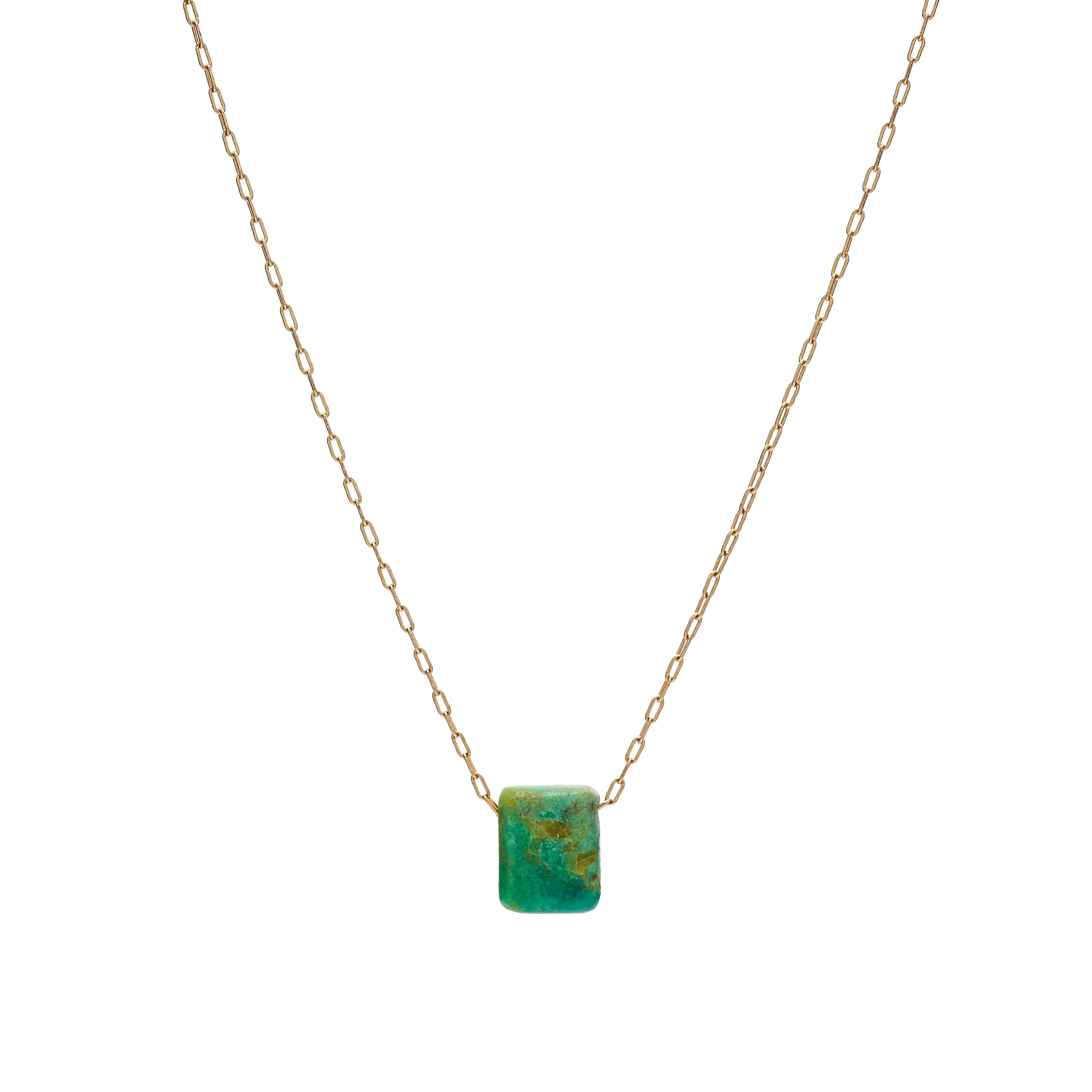 TenThousandThings 18k Green Turquoise Chicklet Necklace
