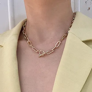 Thick Chain Toggle Clasp Necklaces Mixed Linked Circle Necklaces for Women Minimalist Choker Necklace Hot Jewelry