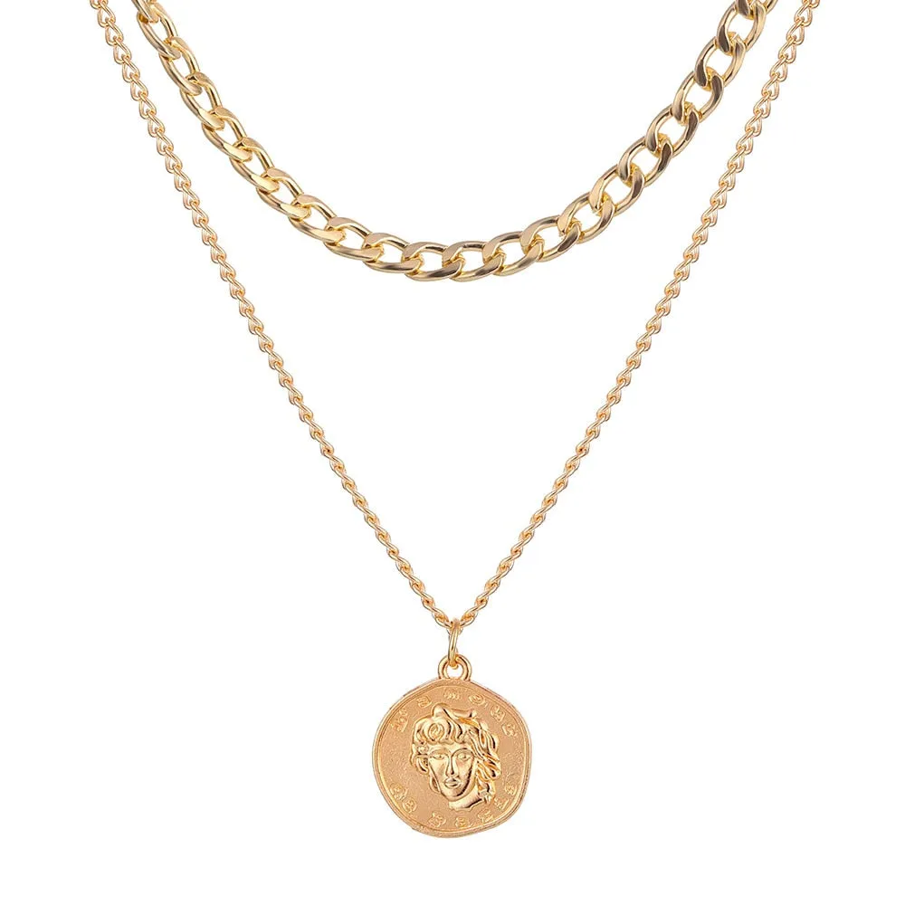 Thick Chain Toggle Clasp Necklaces Mixed Linked Circle Necklaces for Women Minimalist Choker Necklace Hot Jewelry