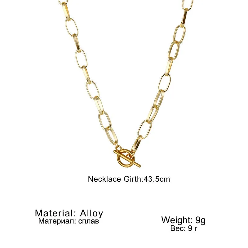 Thick Chain Toggle Clasp Necklaces Mixed Linked Circle Necklaces for Women Minimalist Choker Necklace Hot Jewelry