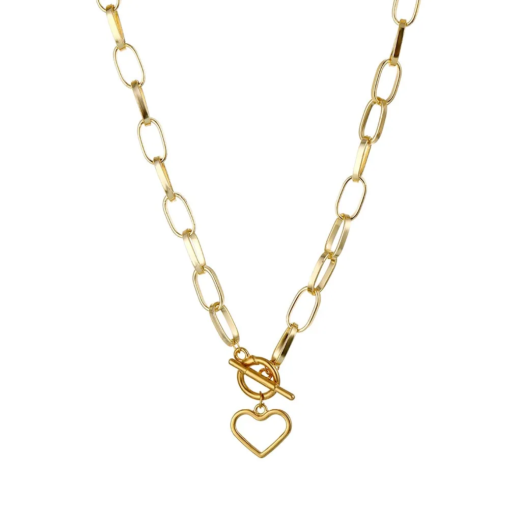 Thick Chain Toggle Clasp Necklaces Mixed Linked Circle Necklaces for Women Minimalist Choker Necklace Hot Jewelry