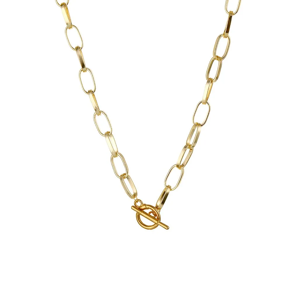 Thick Chain Toggle Clasp Necklaces Mixed Linked Circle Necklaces for Women Minimalist Choker Necklace Hot Jewelry