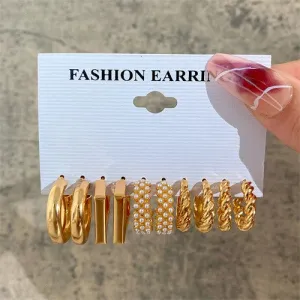 Timeless Grace: Simple Twist and Pearl Combo -  Earrings Set
