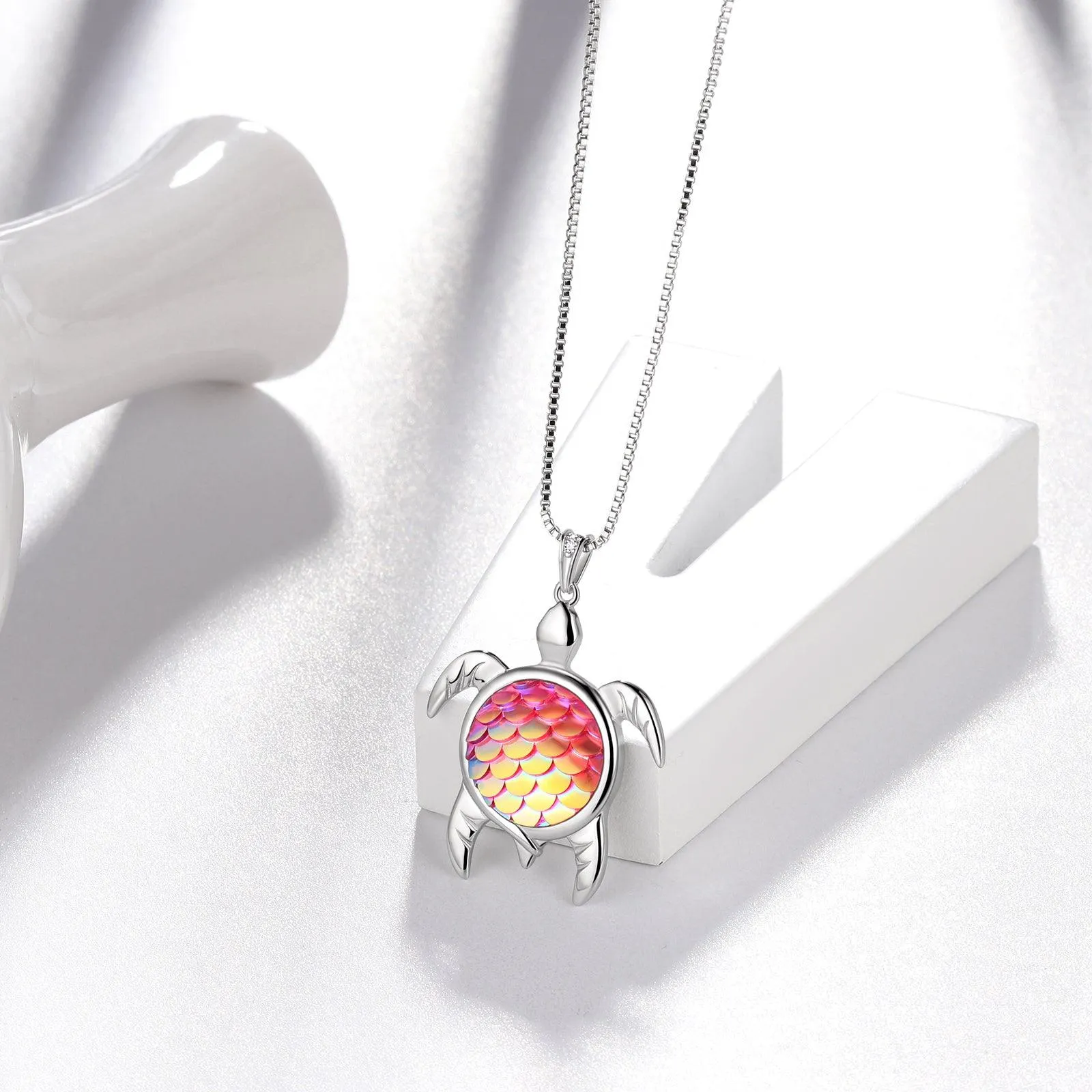 Tokyo Mart Turtle Pendant Charm Necklace Gradient Pink Women Girls Jewelry Birthday Gift