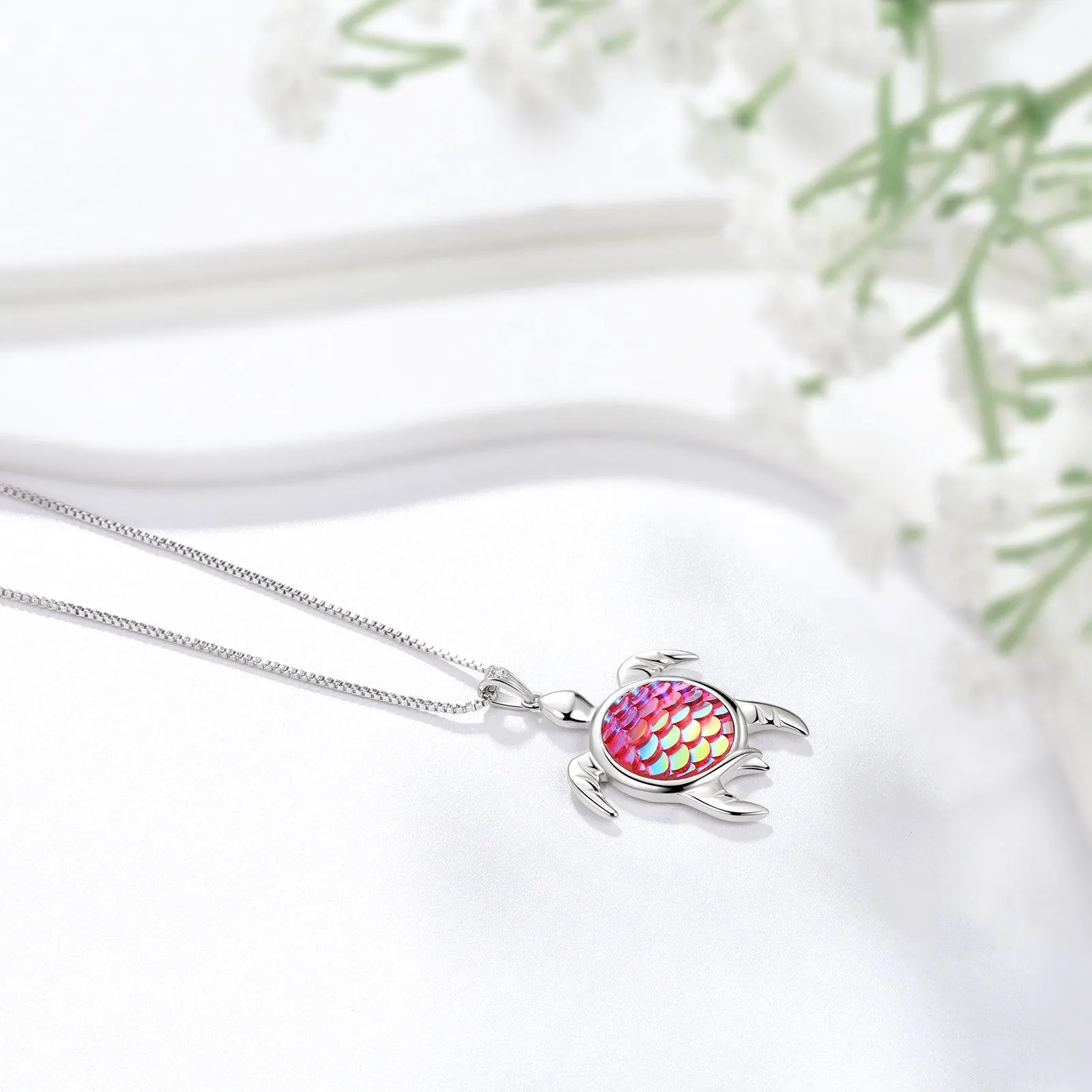 Tokyo Mart Turtle Pendant Charm Necklace Gradient Pink Women Girls Jewelry Birthday Gift