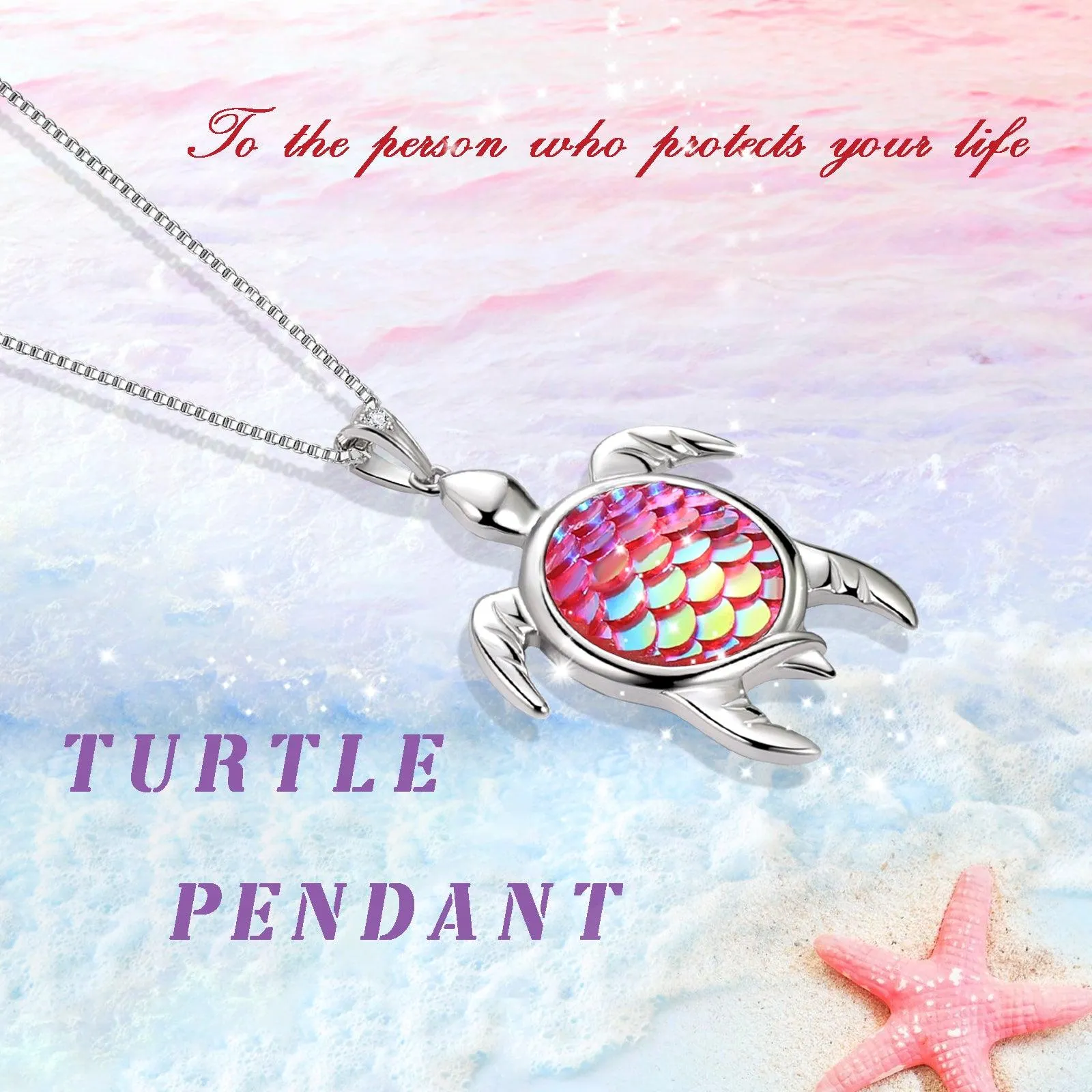 Tokyo Mart Turtle Pendant Charm Necklace Gradient Pink Women Girls Jewelry Birthday Gift