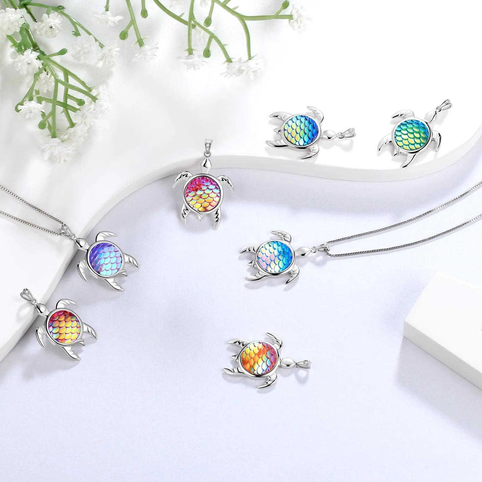 Tokyo Mart Turtle Pendant Charm Necklace Gradient Pink Women Girls Jewelry Birthday Gift