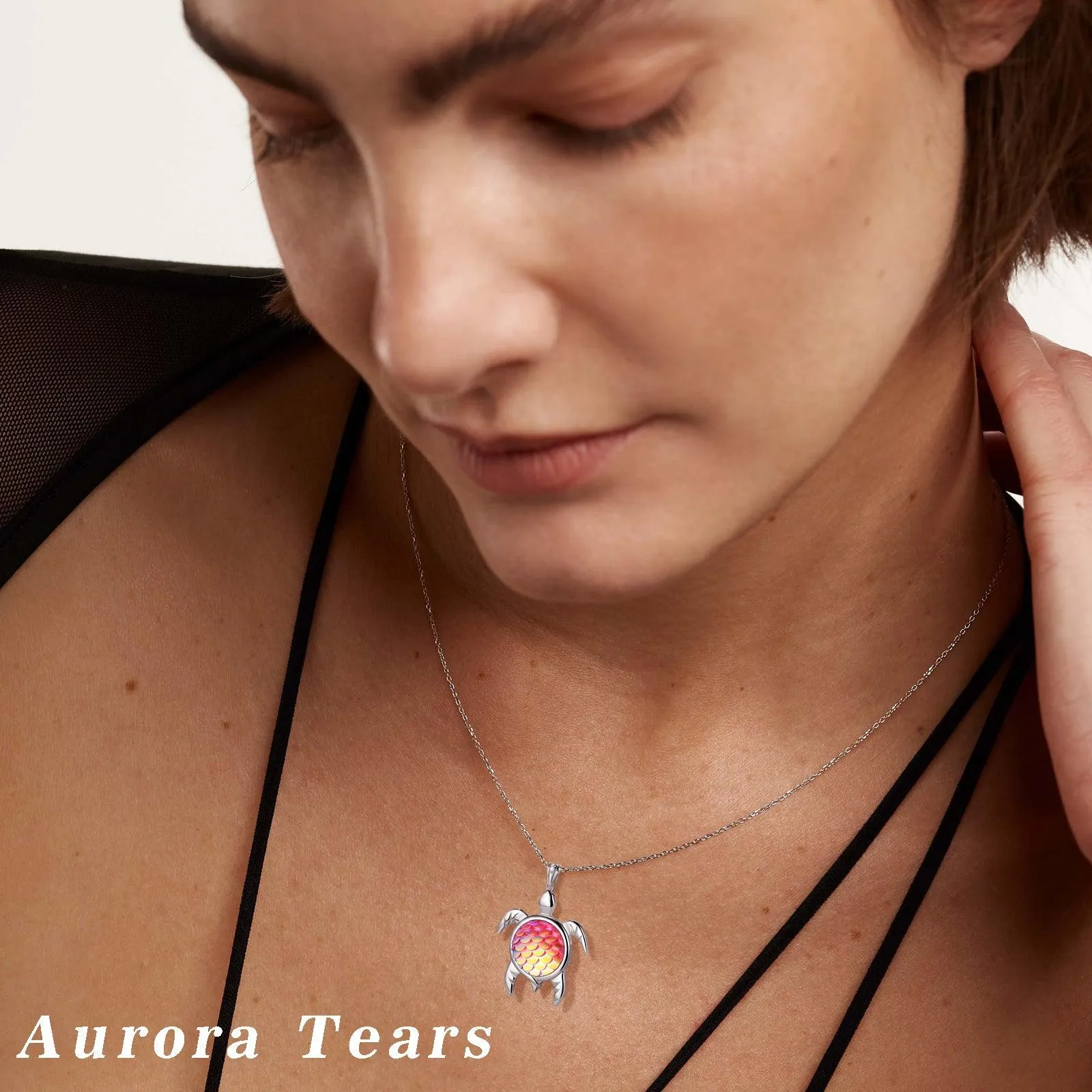 Tokyo Mart Turtle Pendant Charm Necklace Gradient Pink Women Girls Jewelry Birthday Gift