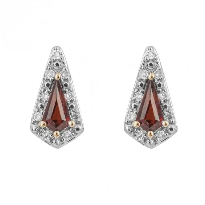 Trapeze Cut Garnet Diamond 9ct Yellow Gold Stud Earrings GE1054K
