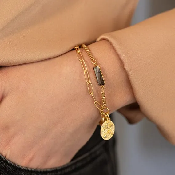 Two Strand Labradorite Baguette Bracelet