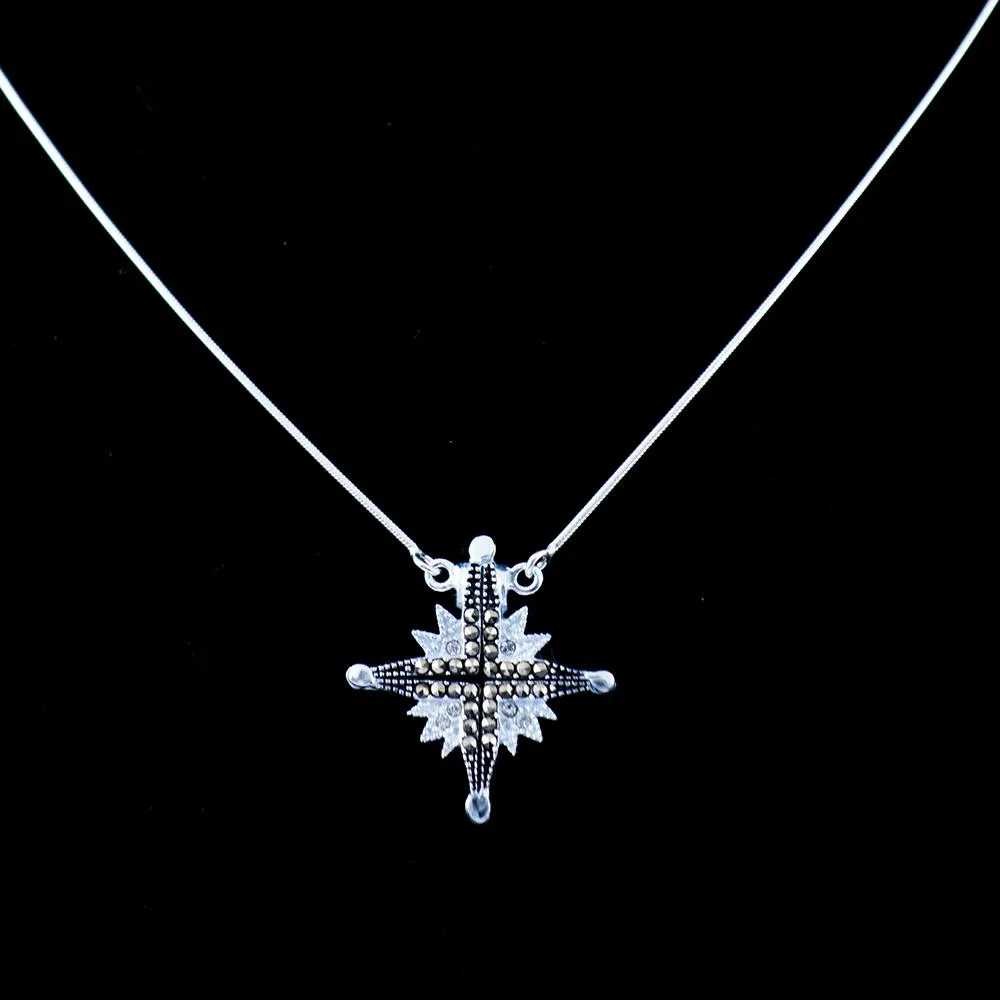 Two-Way Magnetic Star of Bethlehem Necklace with Gemstones