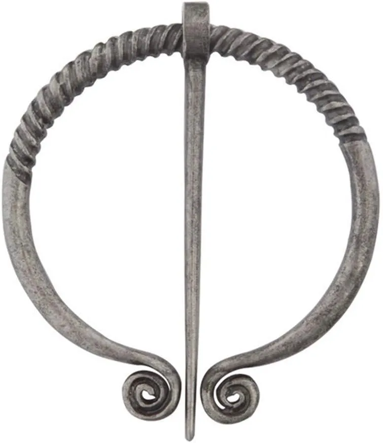 Unique Medieval Cloak Shawl Brooches Pins Personalized Viking Bar Horn Badges Pins Geometric Penannular Broaches for Women Buckle Cape Clasp Pin(silver