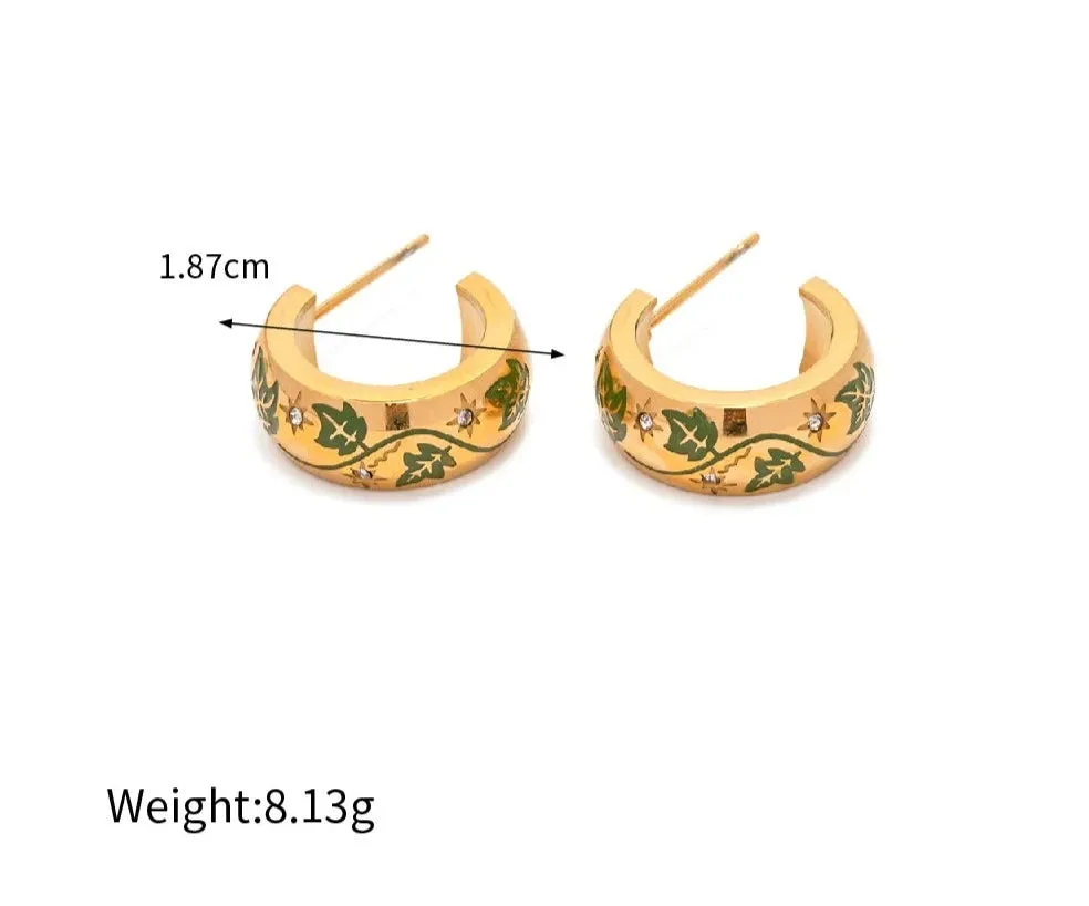 VAIGE Charming Floral Stainless Steel Earrings in Blue and White