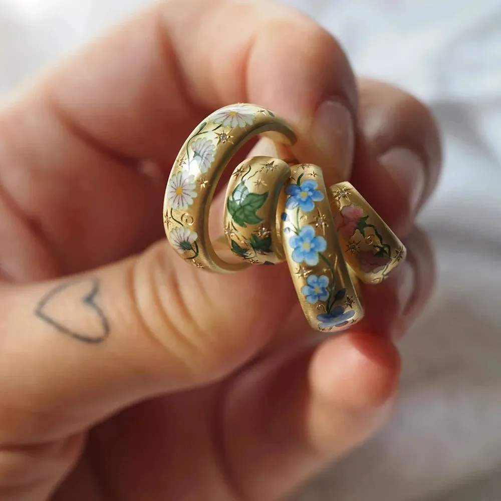 VAIGE Charming Floral Stainless Steel Earrings in Blue and White