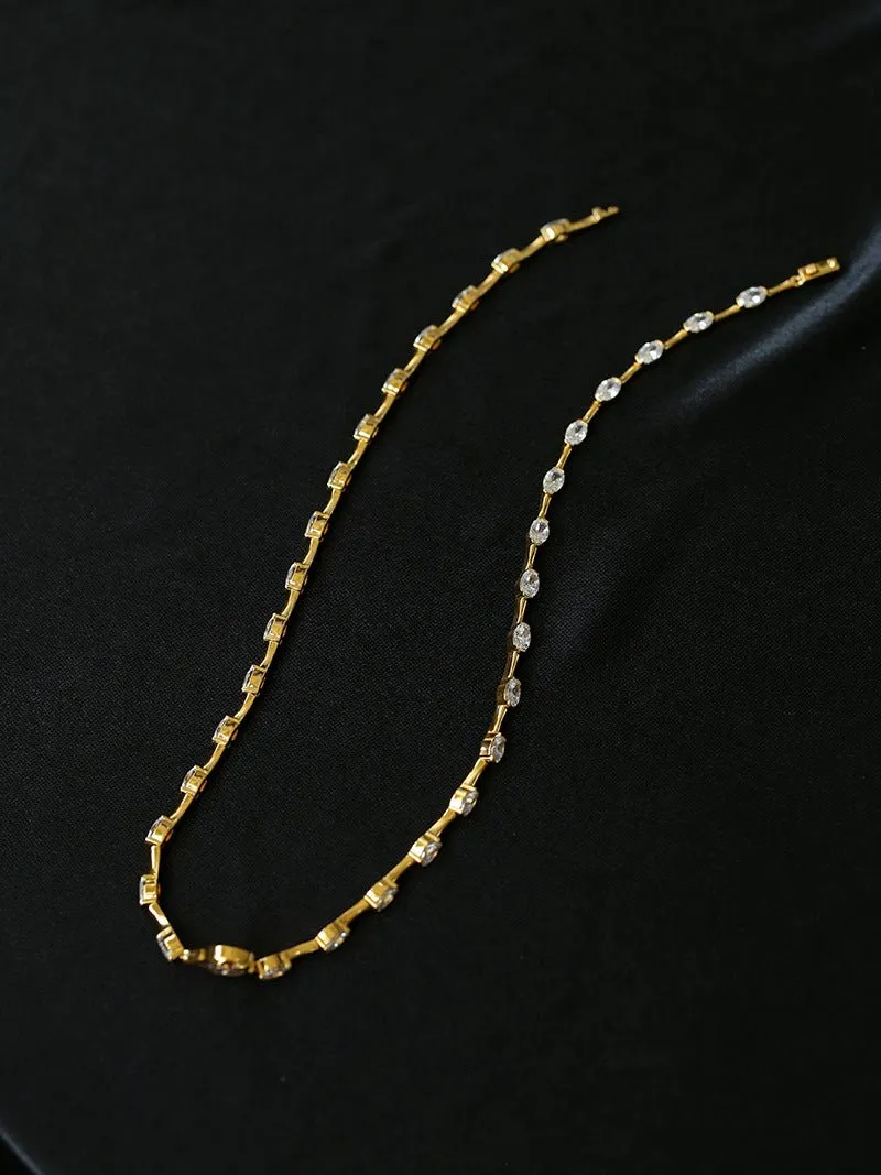 Versatile Zircon-Embellished Choker Necklace