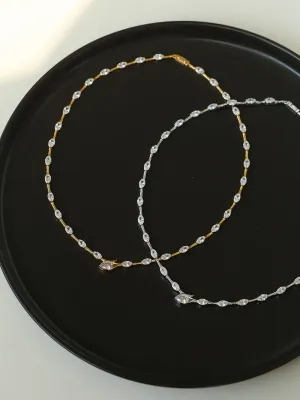 Versatile Zircon-Embellished Choker Necklace