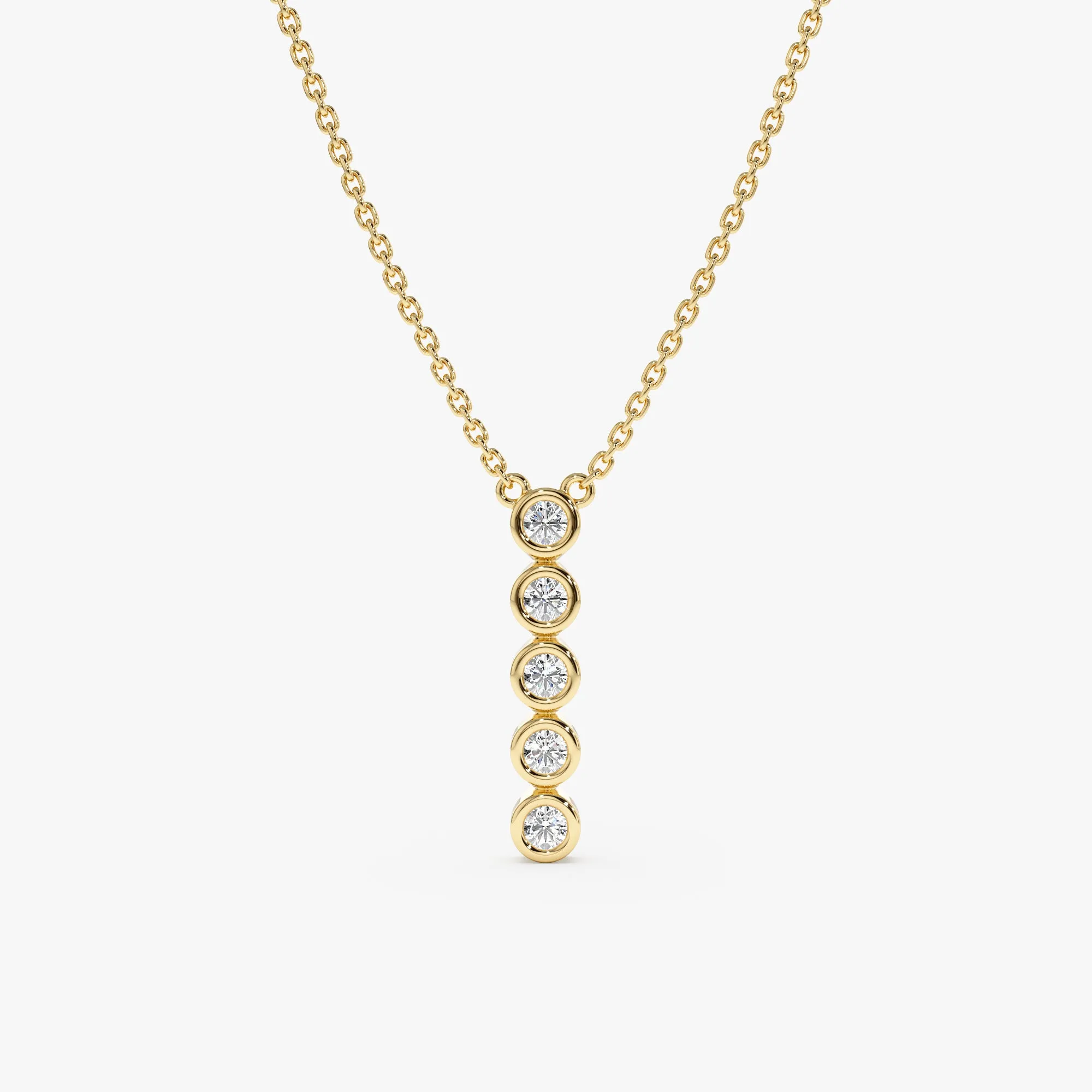 Vertical Diamond Bezel Bar Necklace, Camila