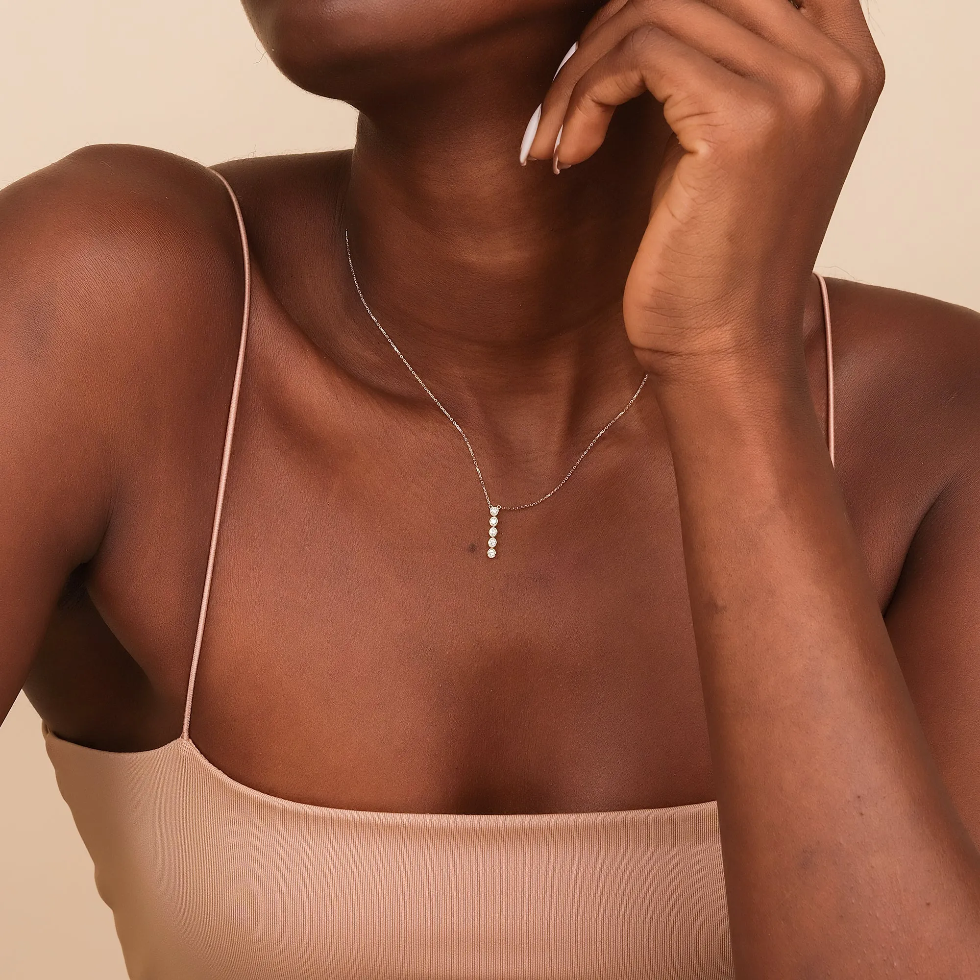Vertical Diamond Bezel Bar Necklace, Camila