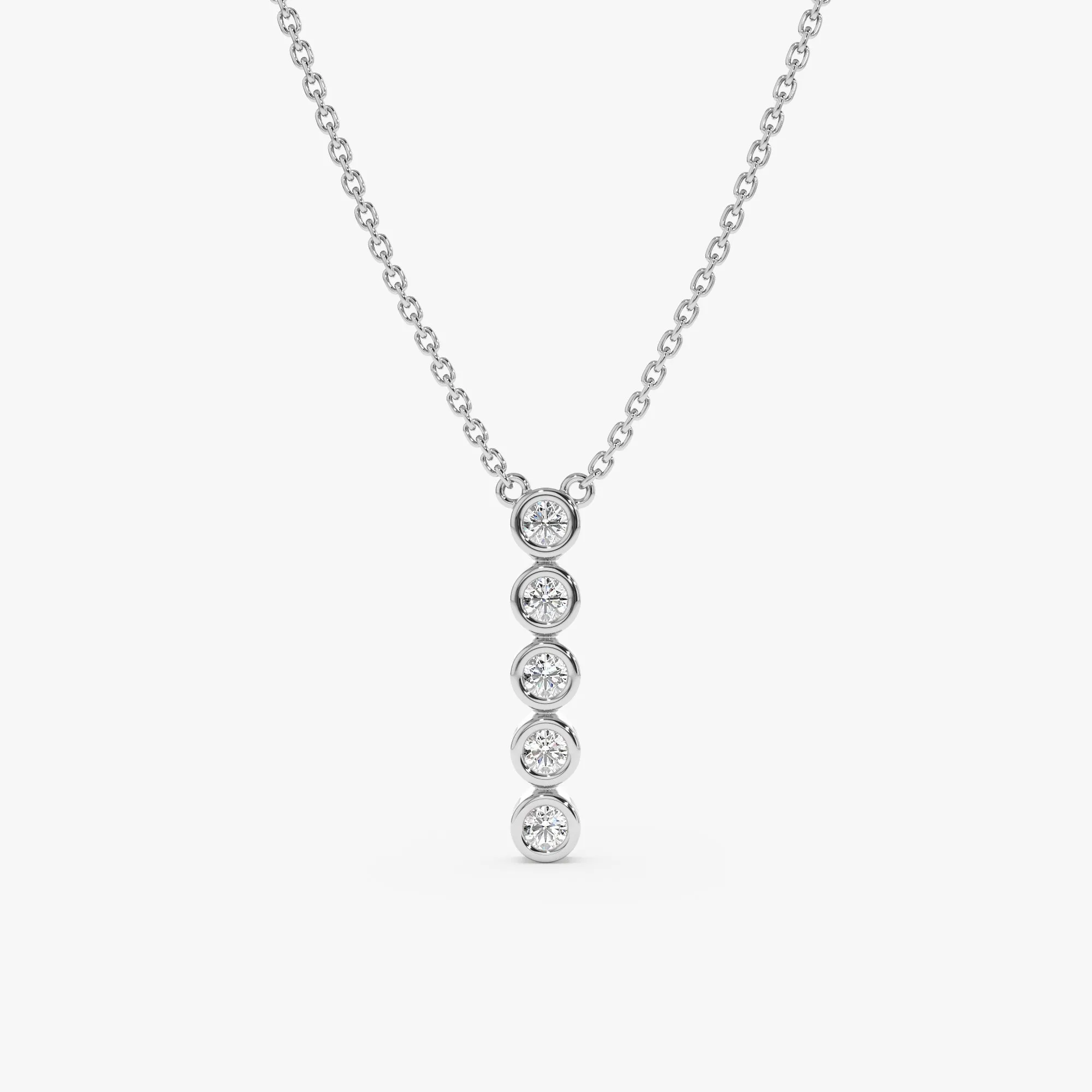 Vertical Diamond Bezel Bar Necklace, Camila