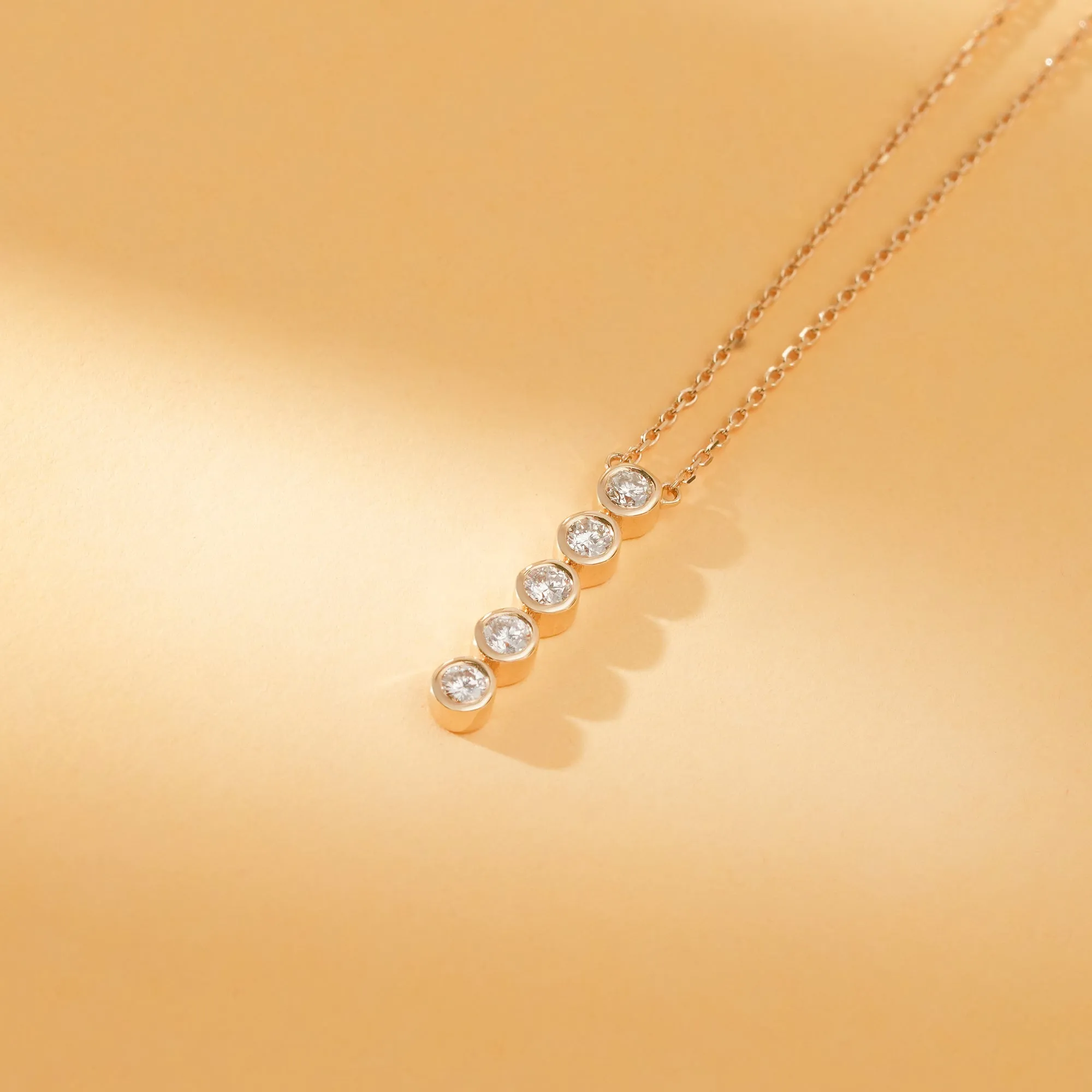 Vertical Diamond Bezel Bar Necklace, Camila