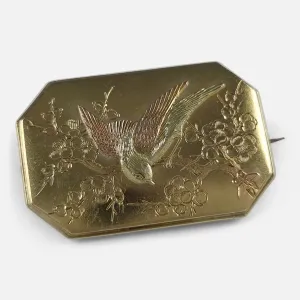 Victorian 15ct Gold Aesthetic Movement Plaque Brooch