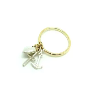 Vintage 1970s Heart, Anchor, Cross 9ct Gold Ring