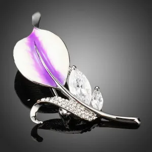 Violet Leaf Design Brooch Pin