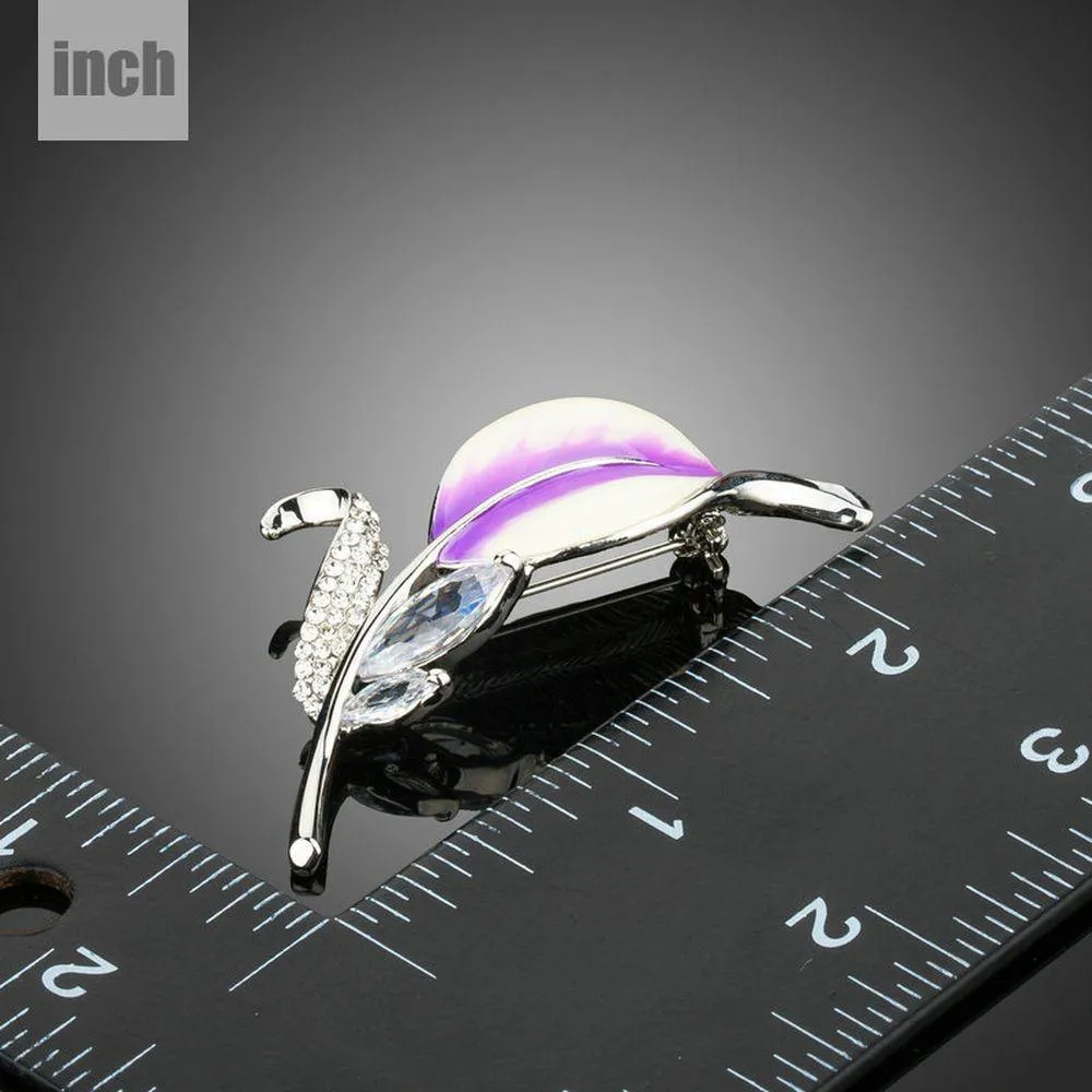Violet Leaf Design Brooch Pin