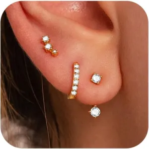 WFYOU Gold Hoop Earrings for Women Trendy 925 Sterling Silver Stud Earrings Set Hypoallergenic 14k Gold Earrings for Women Earring Stacks Dainty Huggie Small Hoop Cartilage Earrings for Women Jewelry