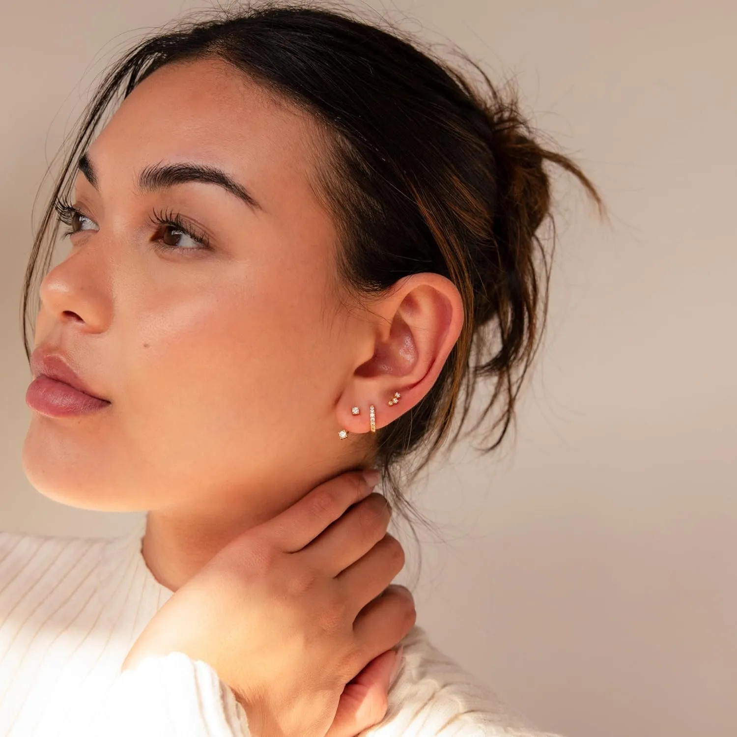 WFYOU Gold Hoop Earrings for Women Trendy 925 Sterling Silver Stud Earrings Set Hypoallergenic 14k Gold Earrings for Women Earring Stacks Dainty Huggie Small Hoop Cartilage Earrings for Women Jewelry