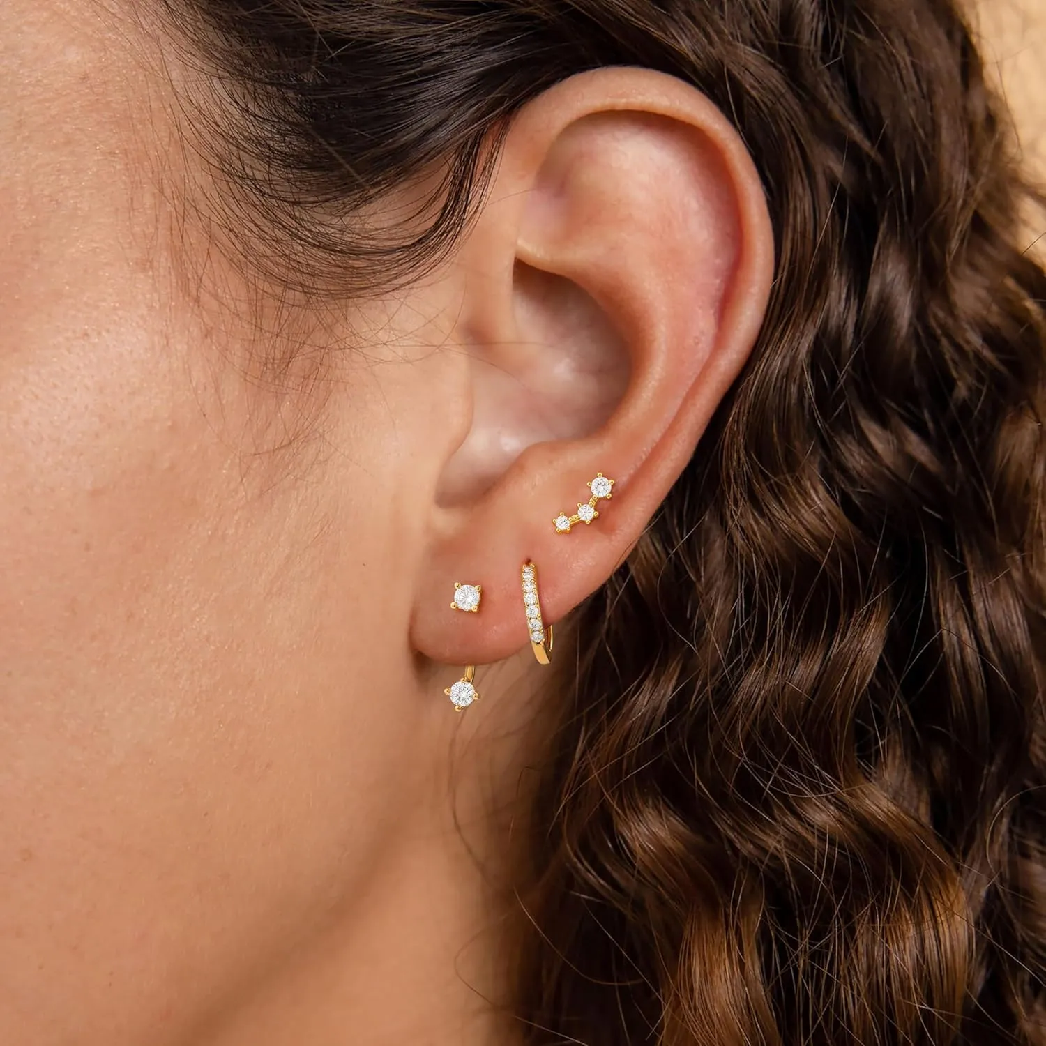 WFYOU Gold Hoop Earrings for Women Trendy 925 Sterling Silver Stud Earrings Set Hypoallergenic 14k Gold Earrings for Women Earring Stacks Dainty Huggie Small Hoop Cartilage Earrings for Women Jewelry