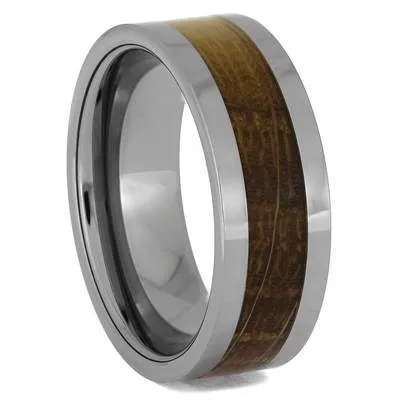 Whiskey Barrel Oak Wood & Tungsten Men's Wedding Band
