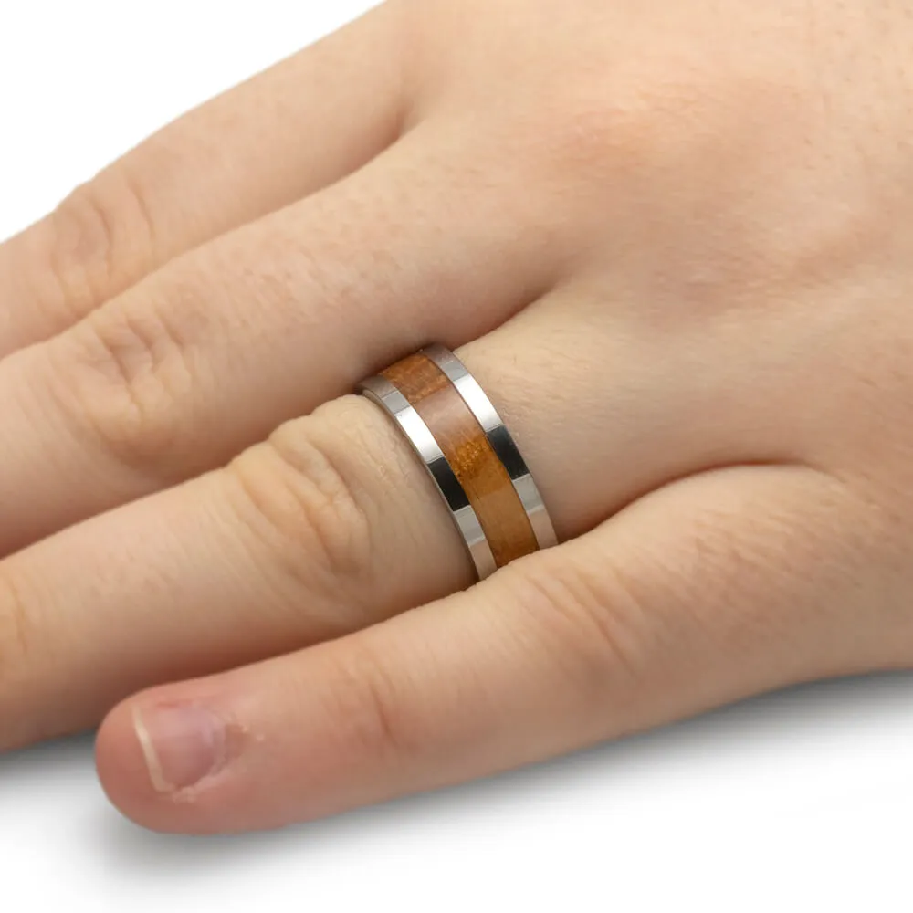 Whiskey Barrel Oak Wood & Tungsten Men's Wedding Band