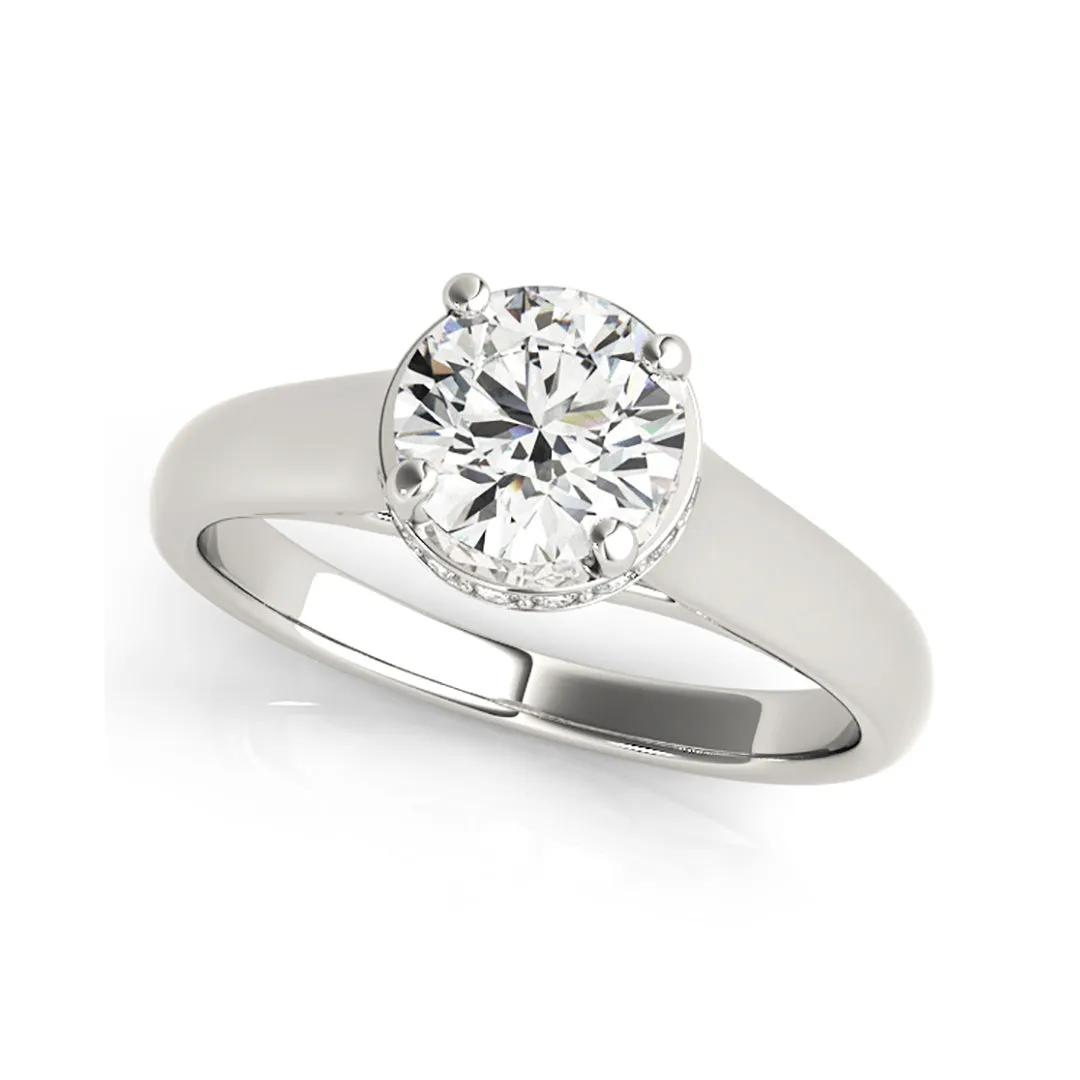 White Gold Solitaire Round Brilliant Cut Diamond Engagement Ring(  0.57 CTW)