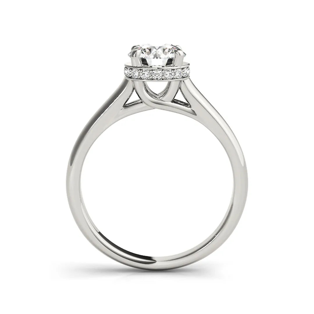 White Gold Solitaire Round Brilliant Cut Diamond Engagement Ring(  0.57 CTW)