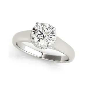 White Gold Solitaire Round Brilliant Cut Diamond Engagement Ring(  0.57 CTW)