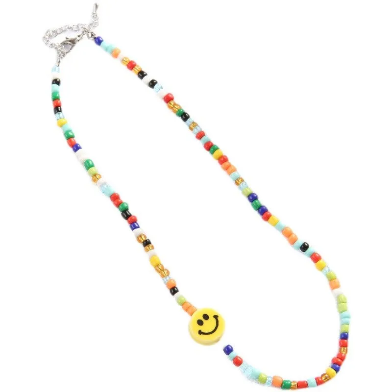 Wholesale Colorful Beaded Smiley Necklaces