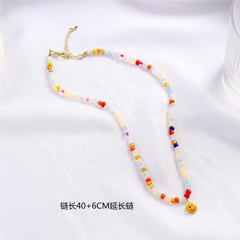 Wholesale Colorful Beaded Smiley Necklaces