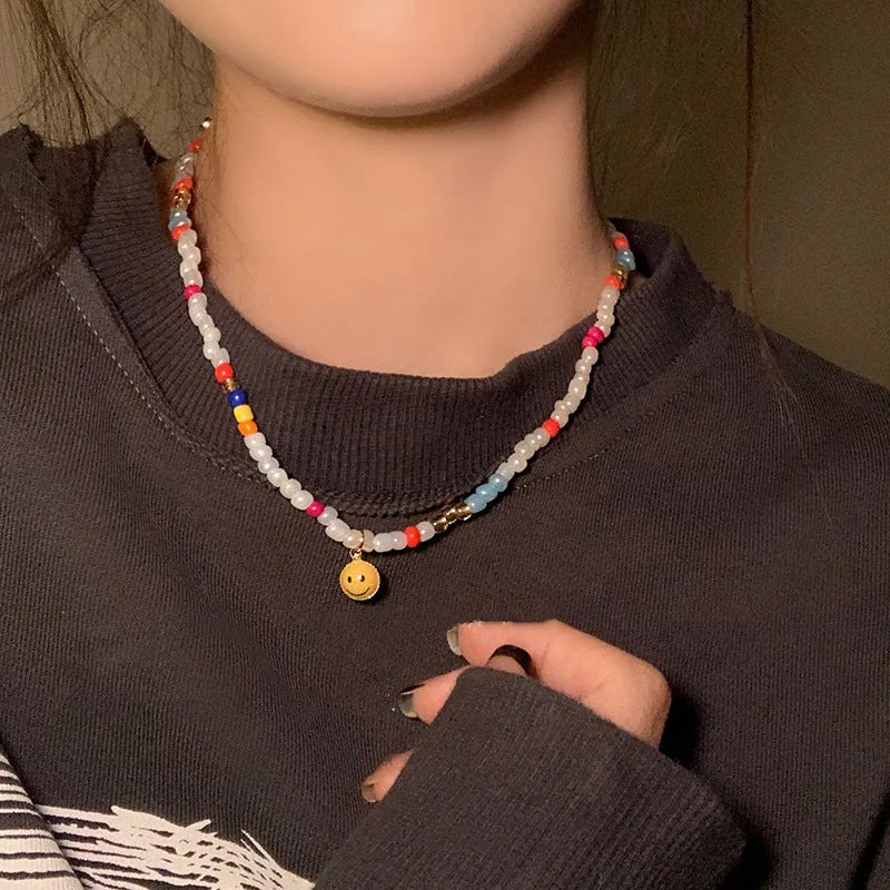 Wholesale Colorful Beaded Smiley Necklaces
