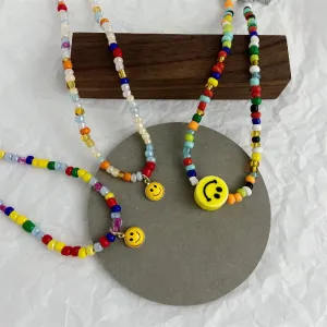 Wholesale Colorful Beaded Smiley Necklaces
