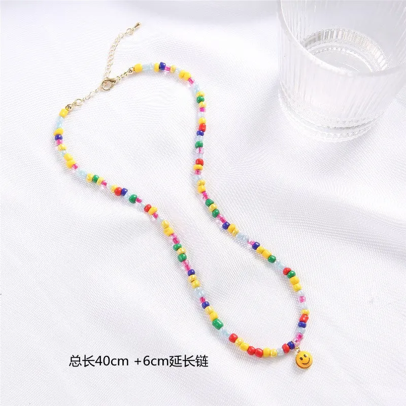 Wholesale Colorful Beaded Smiley Necklaces