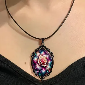 Wholesale Colorful Rose Pattern Luxury Black Border Necklaces