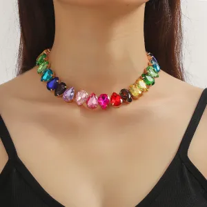 Wholesale Multilayer Colorful Water Drop Crystal Necklaces