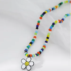 Wholesale Smiley Flowers Colorful Beaded Necklaces