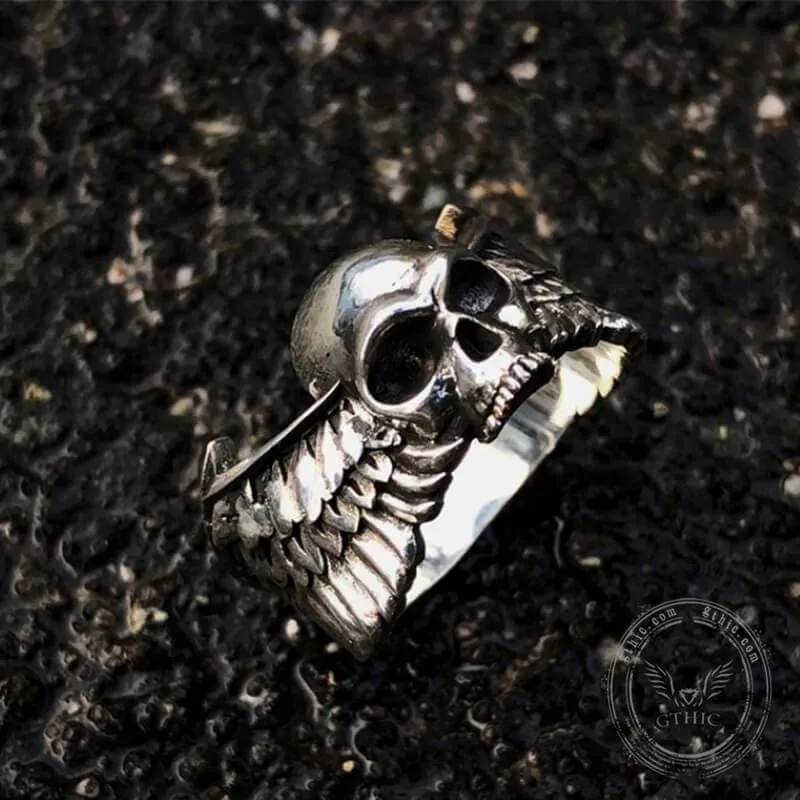 Winged Skull Sterling Silver Ring