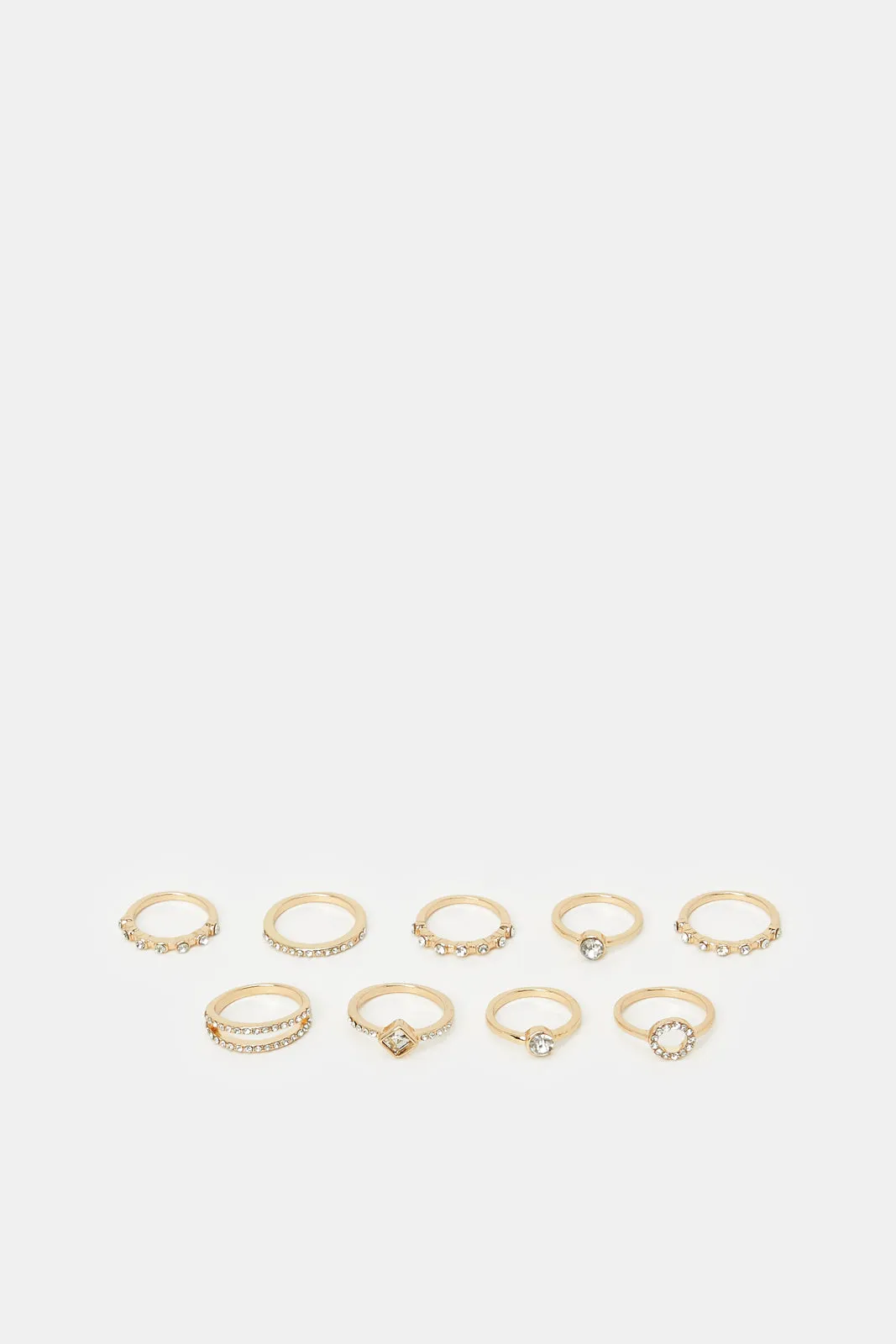 Women Gold Embellished Ring Set (9 Piece)