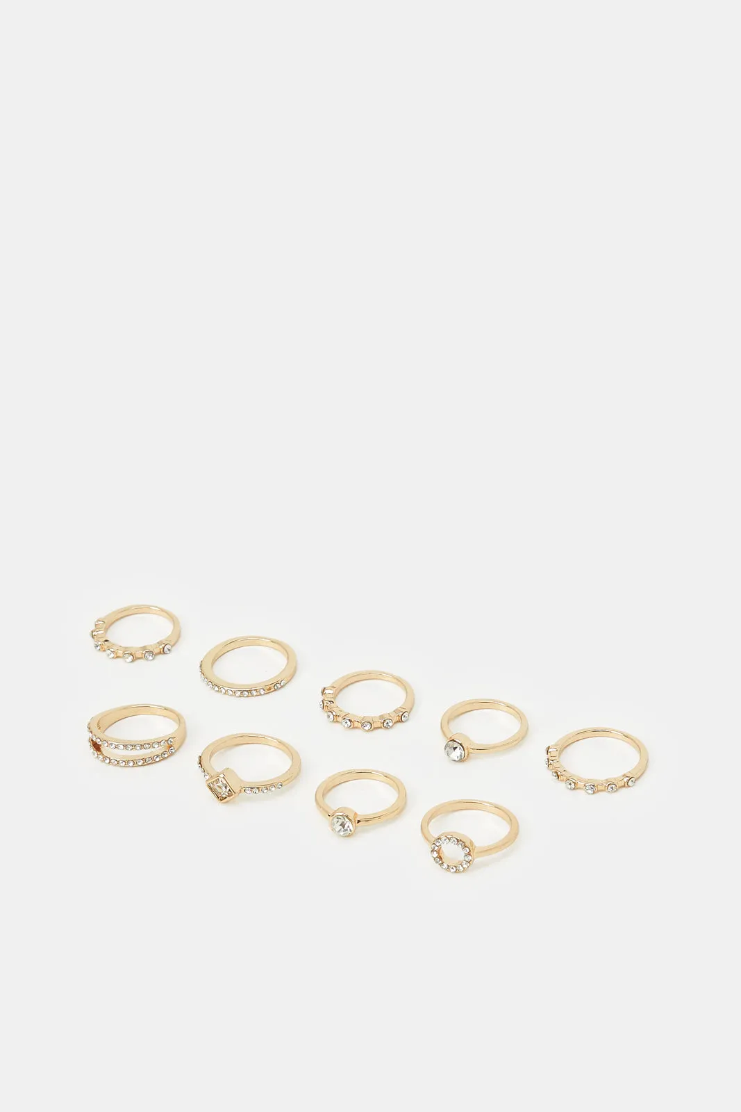 Women Gold Embellished Ring Set (9 Piece)