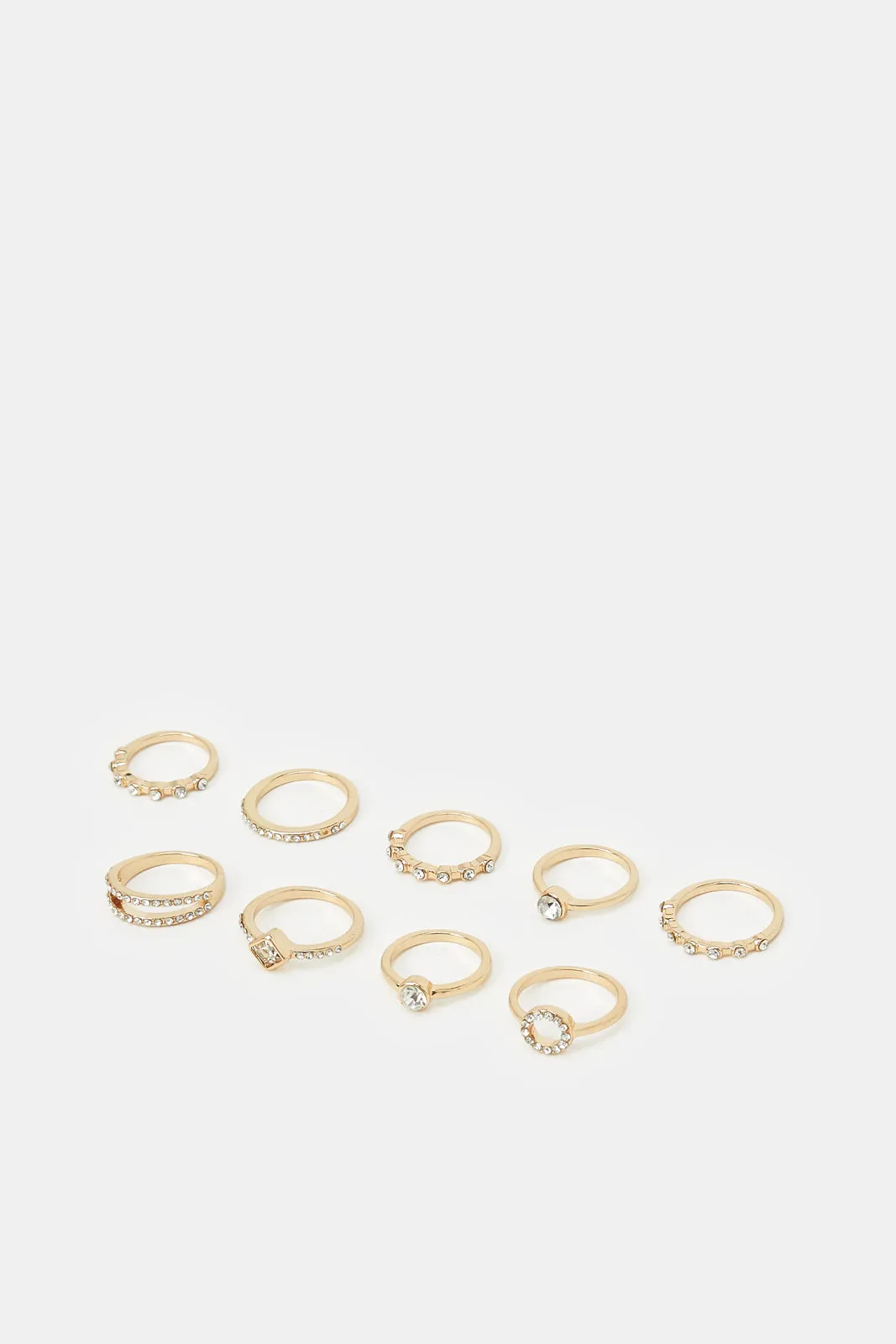 Women Gold Embellished Ring Set (9 Piece)