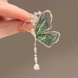 XSB085 - Green Butterfly Saree Brooch