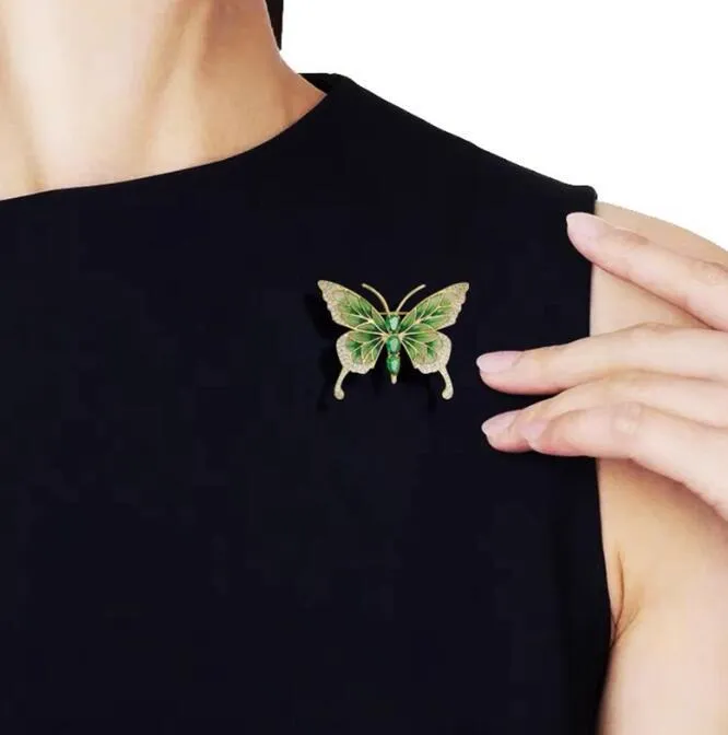 XSB093 - Green Butterfly Saree Brooch
